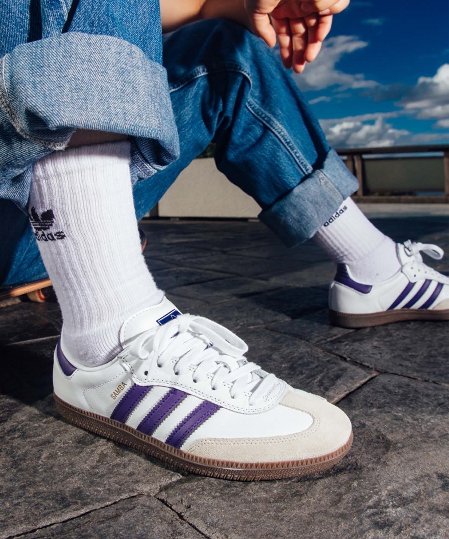 adidas skateboarding アディダス スケートボーディング SAMBA ADV サンバ IE6613 421243959  国内ムラサキスポーツ限定カラー(WT/PU-23.0cm)