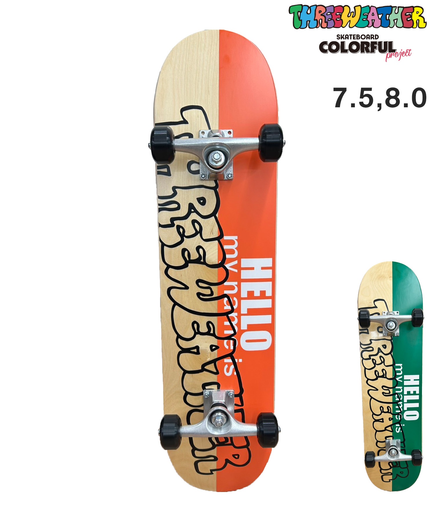 THREE WEATHER スリーウェザー スケートボード コンプリート 7.5,8.0inch I COMP PLUS(NA/GR-8inch)