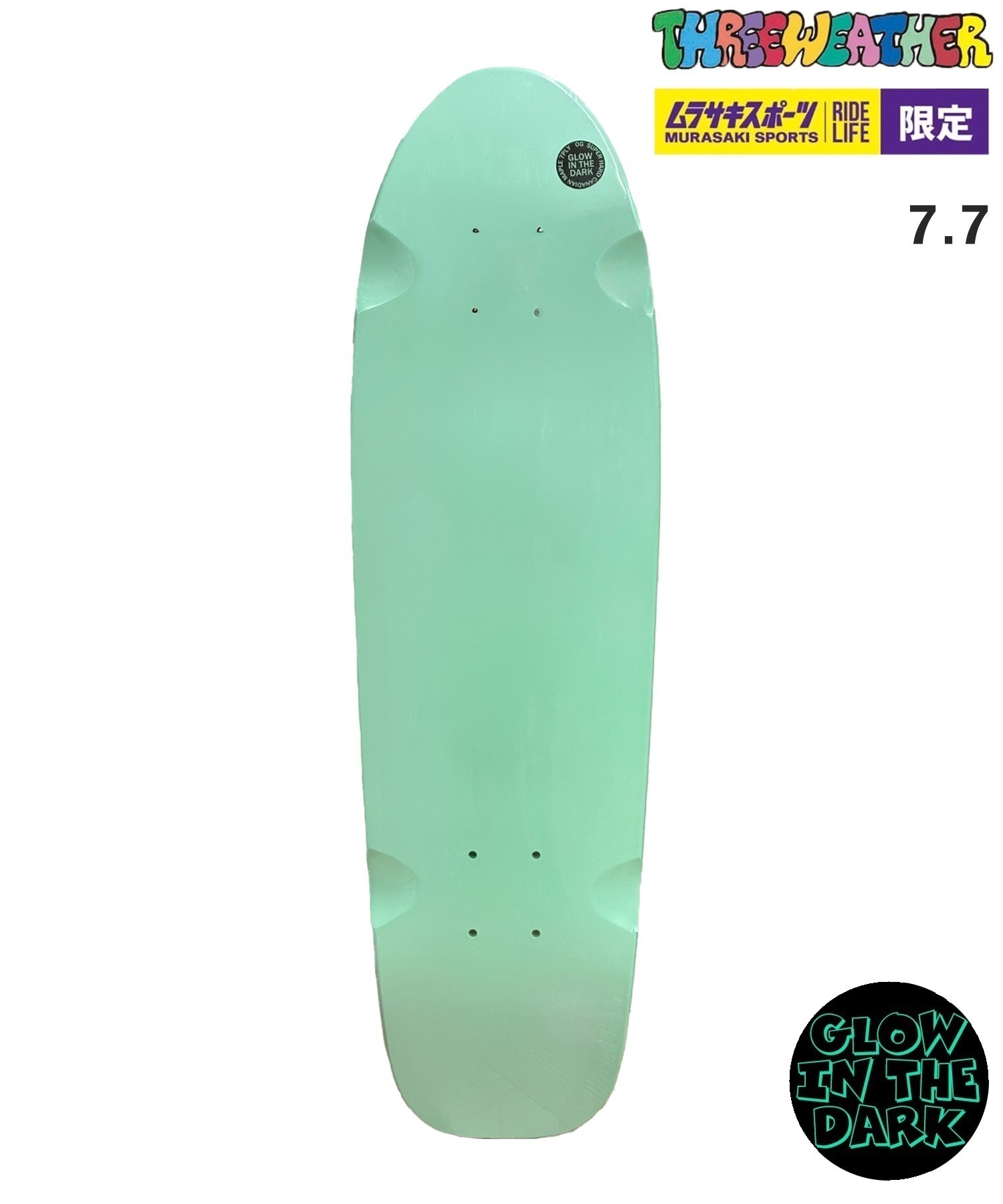 THREE WEATHER スリーウェザー LUMINOUS CRUISER スケートボード デッキ クルーザー 7.7 蓄光 スケボー(LM-7.7inch)