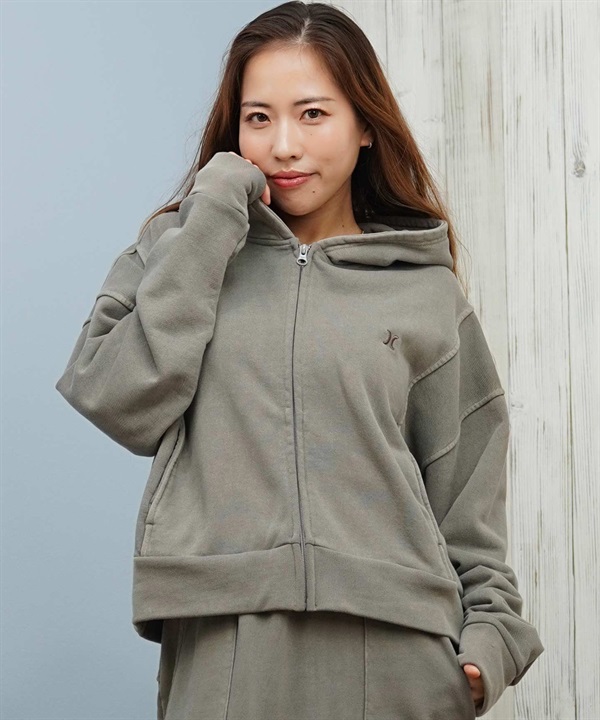 Hurley ハーレー ジップアップ パーカー レディース ワンポイント ロゴ 裏毛 SWEAT PIGMENT FZ HOODIE WCFF252030
