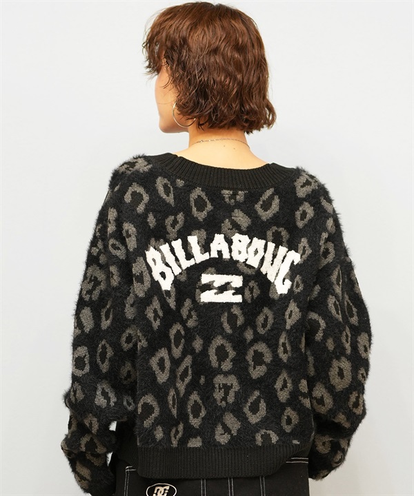 BILLABONG ビラボン ニット セーター カーディガン レディース ヒョウ柄 レオパード柄 バックプリント BF014-U05 ムラサキスポーツ限定(BLK-M)