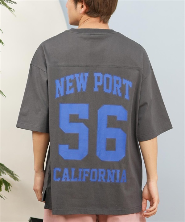 DEAR LAUREL ディアローレル 半袖 Tシャツ メンズ バックプリント 抗菌防臭 UVケア 接触冷感 CAL FOOTBALL TEE D25S2106