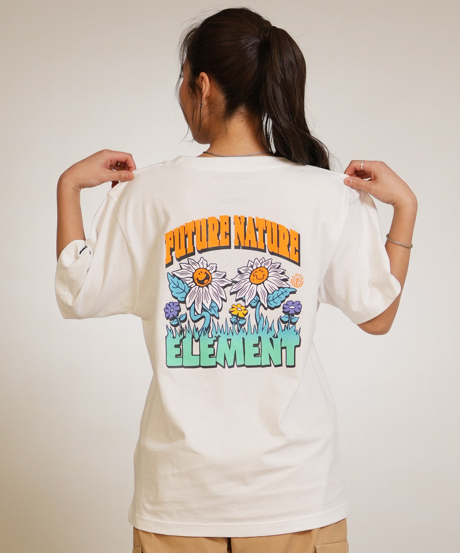 ELEMENT エレメント 半袖 Tシャツ レディース FLOWER SS W BG023P17(WHT-FREE)