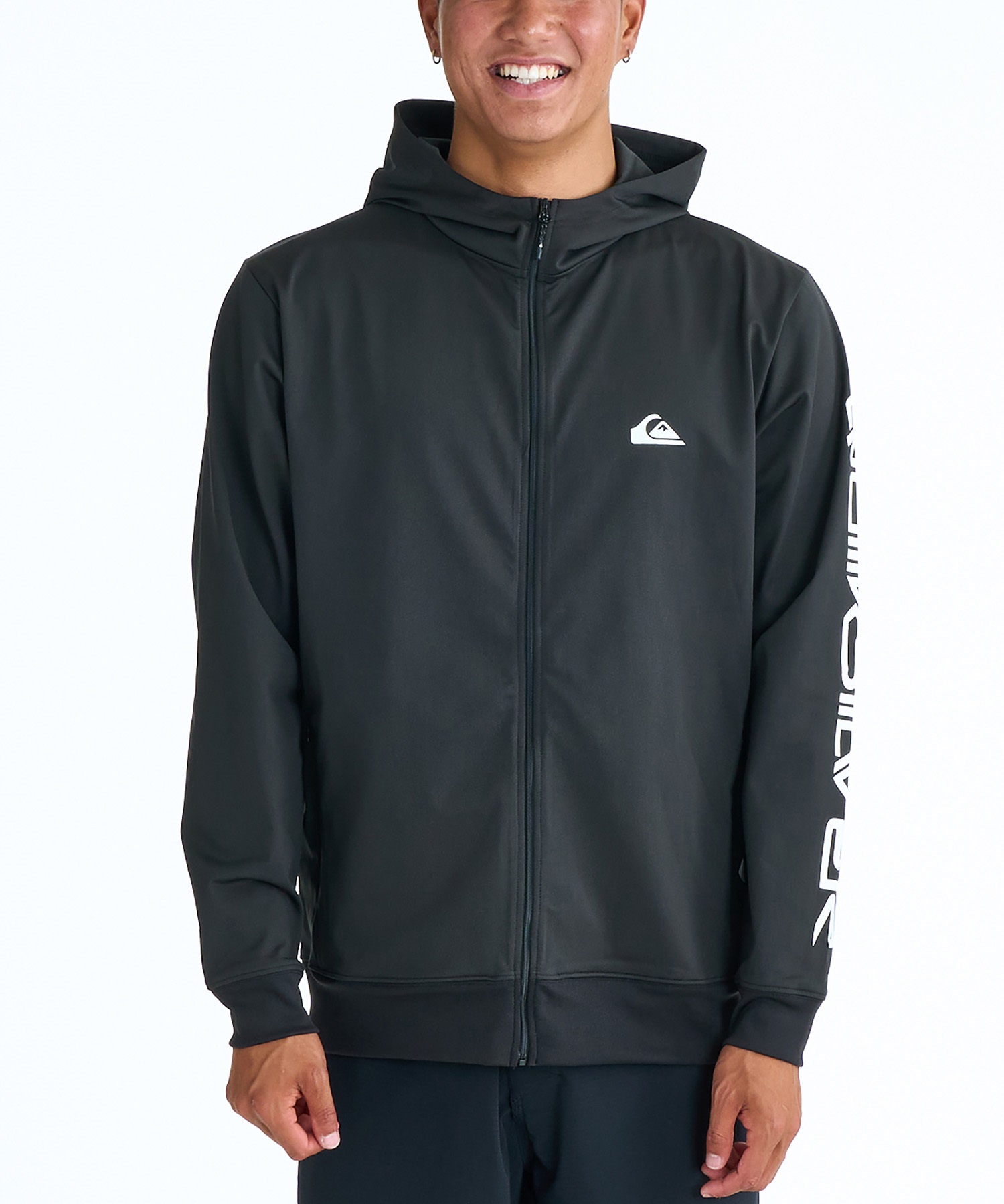 QUIKSILVER クイックシルバー 水着 ラッシュガード ジップアップ パーカー メンズ UVカット 接触冷感 速乾 水陸両用 QLY261009(BLK-M)