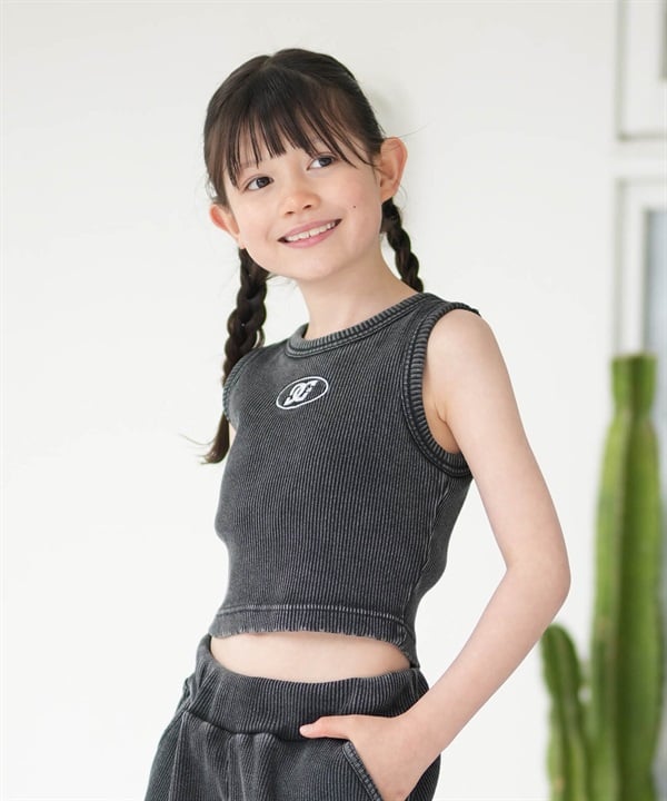 DC ディーシー タンクトップ キッズ ジュニア 子供 ワンポイント クロップド丈 ショート丈 26 KD TELECO SHORT SS YST262517M ムラサキスポーツ限定