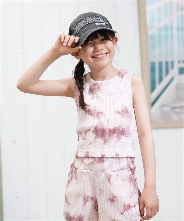 DC ディーシー タンクトップ キッズ ジュニア 子供 ワンポイント クロップド丈 ショート丈 26 KD TELECO SHORT SS YST262517M ムラサキスポーツ限定