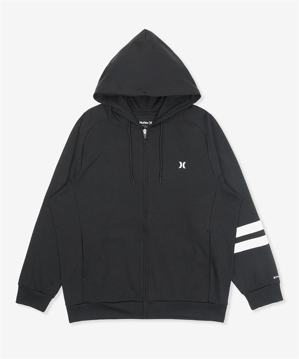 Hurley ハーレー 水着 ラッシュガード ジップアップ パーカー メンズ UVカット 吸水速乾 水陸両用 セットアップ対応 MUFZ251014(BLK-M)