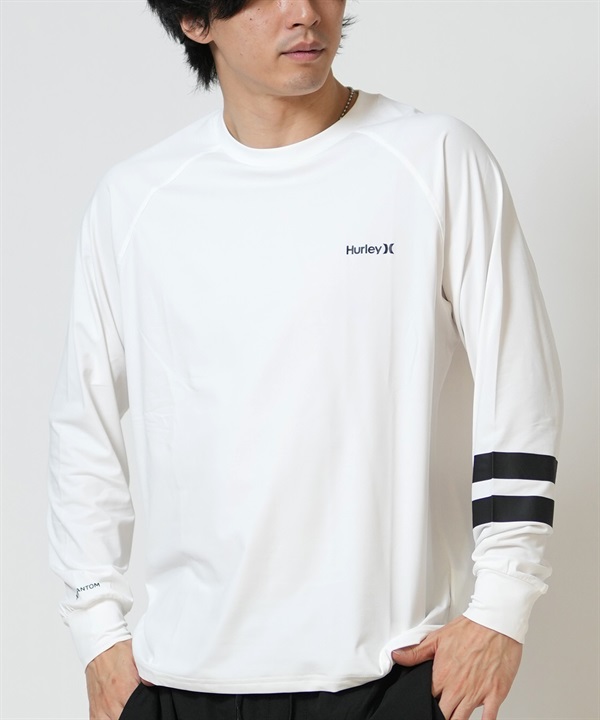 Hurley ハーレー 水着 ラッシュガード 長袖 Tシャツ ロンT メンズ UVカット ストレッチ 疎水性 抗菌防臭 水陸両用 MALS26106P(WHT-M)