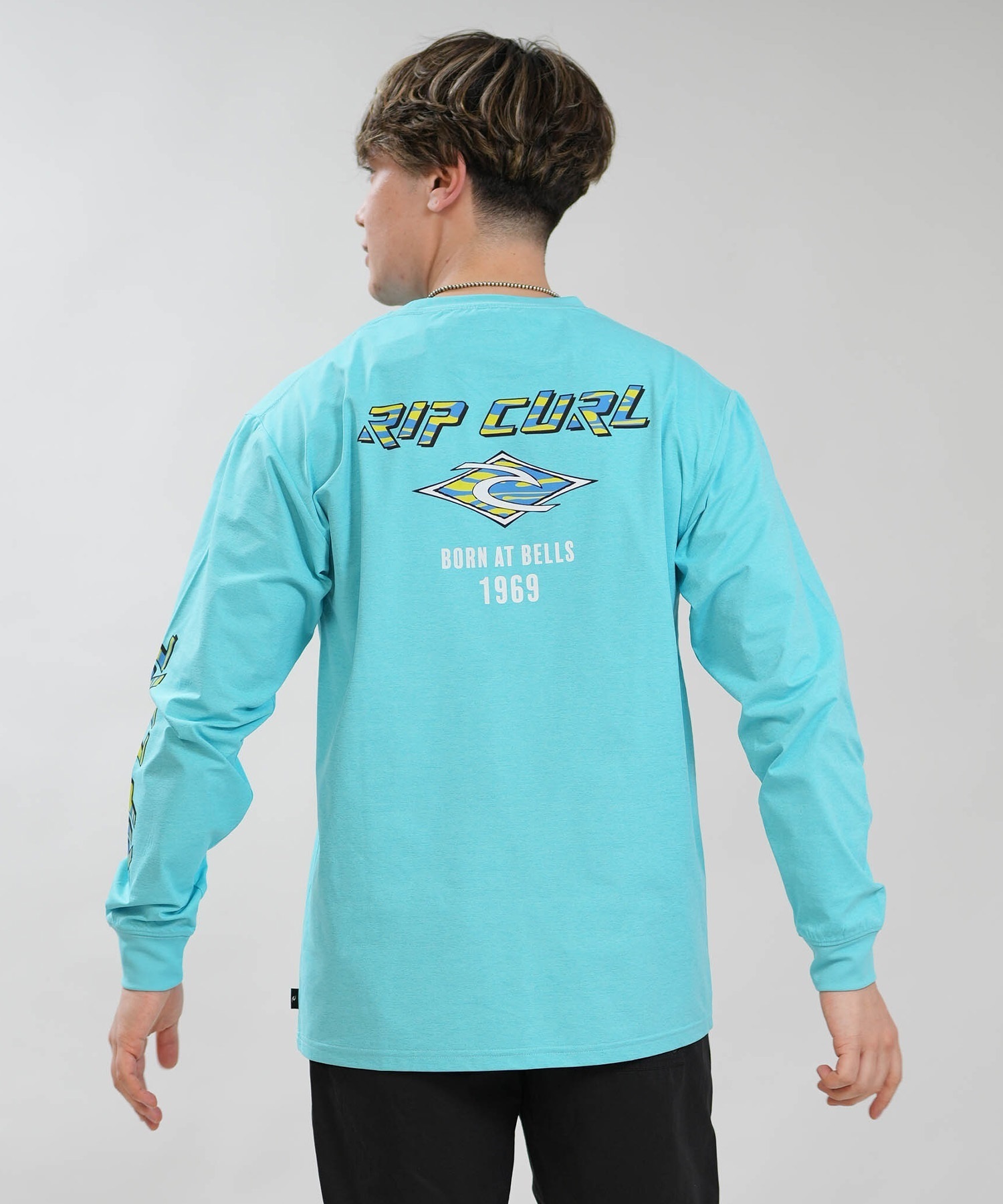 RIP CURL リップカール 長袖 Tシャツ メンズ ラッシュガード BORN AT BELLS LS RASH RCM6S-4301(CYN-M)