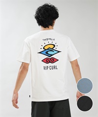 RIP CURL リップカール 半袖 Tシャツ メンズ UVカット SEARCH ICON RASH RCM6S-4303(BLK-M)