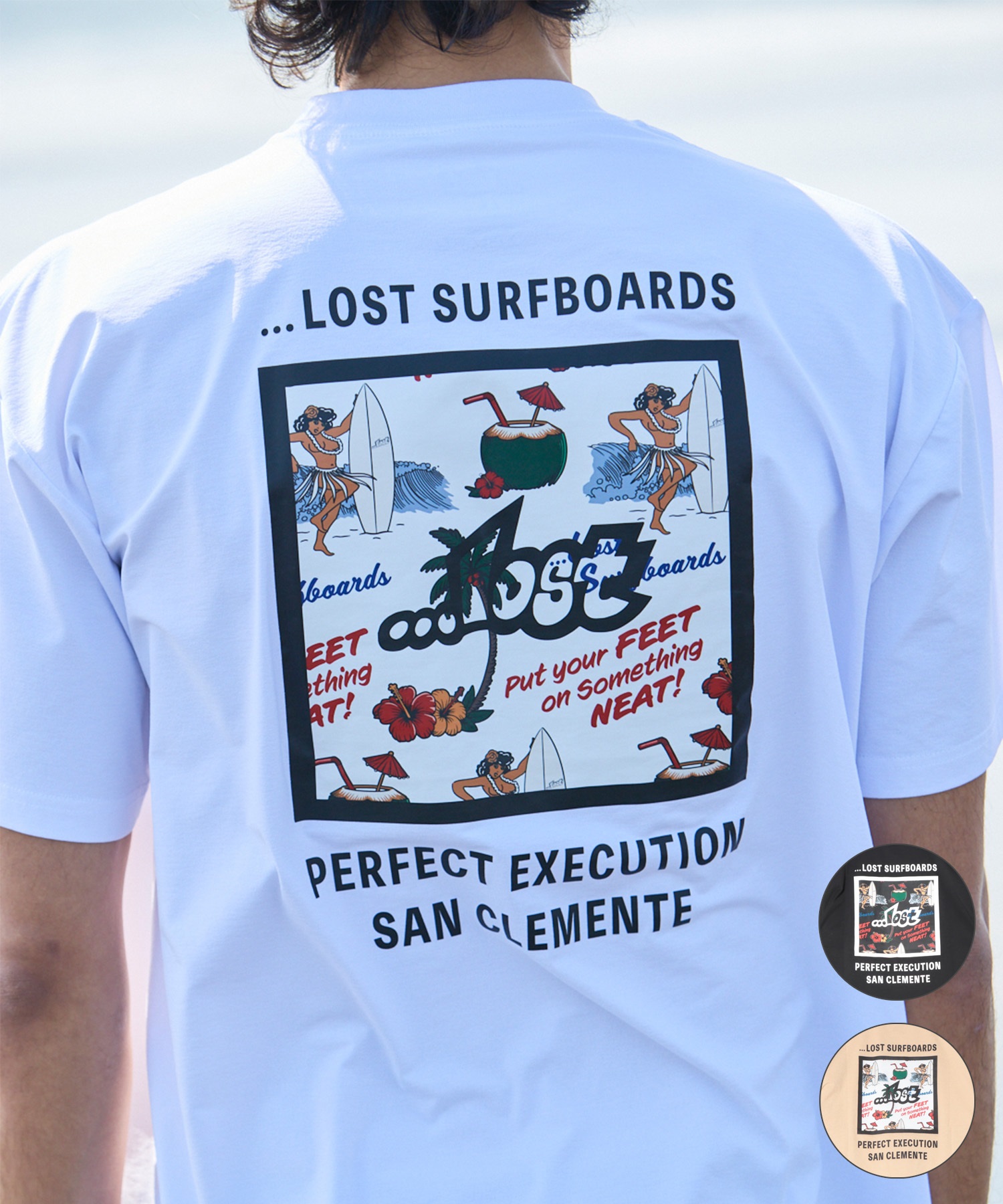 LOST ロスト 水着 ラッシュガード メンズ 半袖 Tシャツ UVカット 速乾 ストレッチ 水陸両用 LM6S-4304(WHT-M)