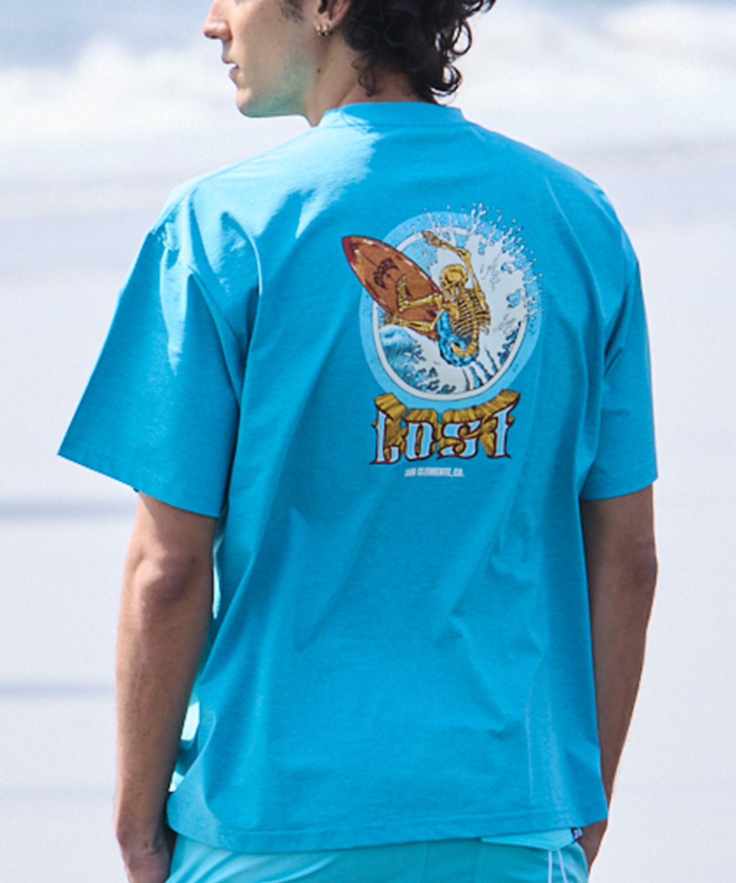 LOST ロスト 水着 ラッシュガード メンズ 半袖 Tシャツ UVカット 速乾 ストレッチ 水陸両用 LM6S-4305(CYAN-M)