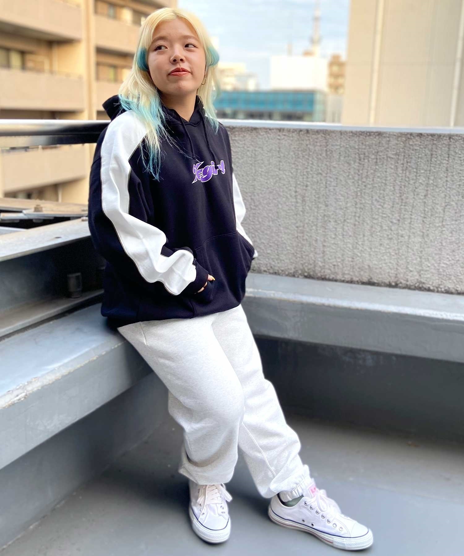 X-GIRL/エックスガール  CONTRAST COLOR SWEAT HOODIE レディース プルオーバー パーカー 105233012022(WHITE-M)