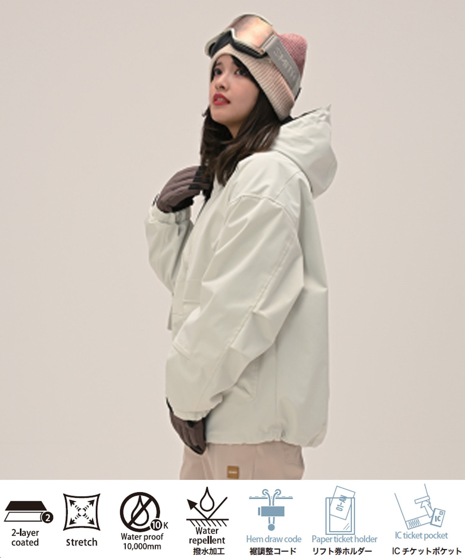 6KNOT シックスノット BOX スノーボード ウェア ジャケット レディース ムラサキスポーツ 25-26モデル LL C28【2526】(OFWHT-S)