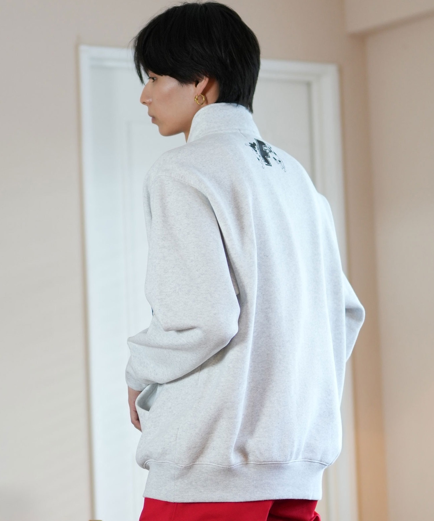 FORGET NEVER フォーゲットネバー ハーフジップトレーナー ビックシルエット 244OO1TR090FN	ムラサキスポーツ限定(BLK-M)