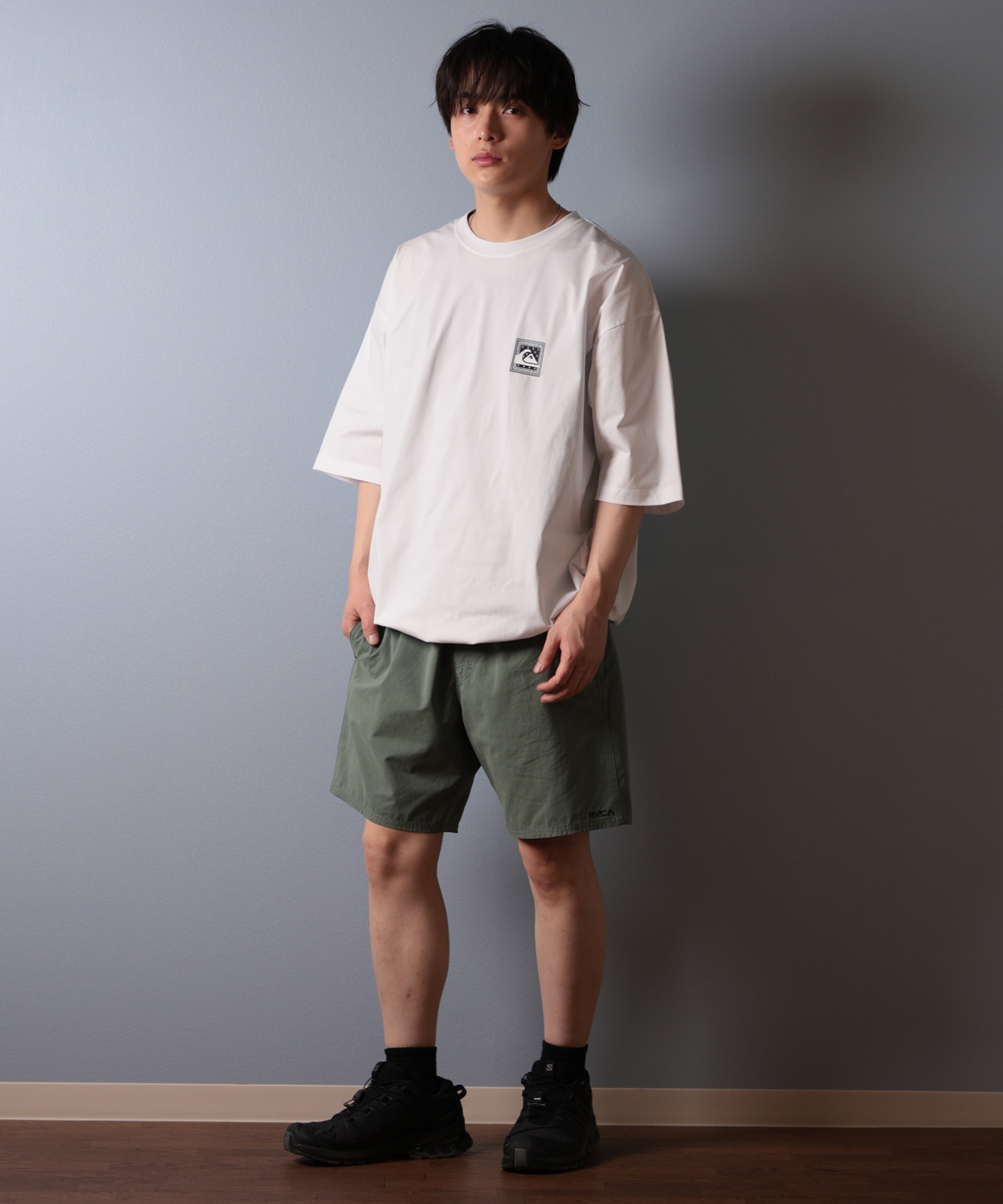 QUIKSILVER クイックシルバー ラッシュガード メンズ 半袖 Tシャツ バックプリント 水陸両用 UVカット QLY251626M ムラサキスポーツ限定(WHT-M)