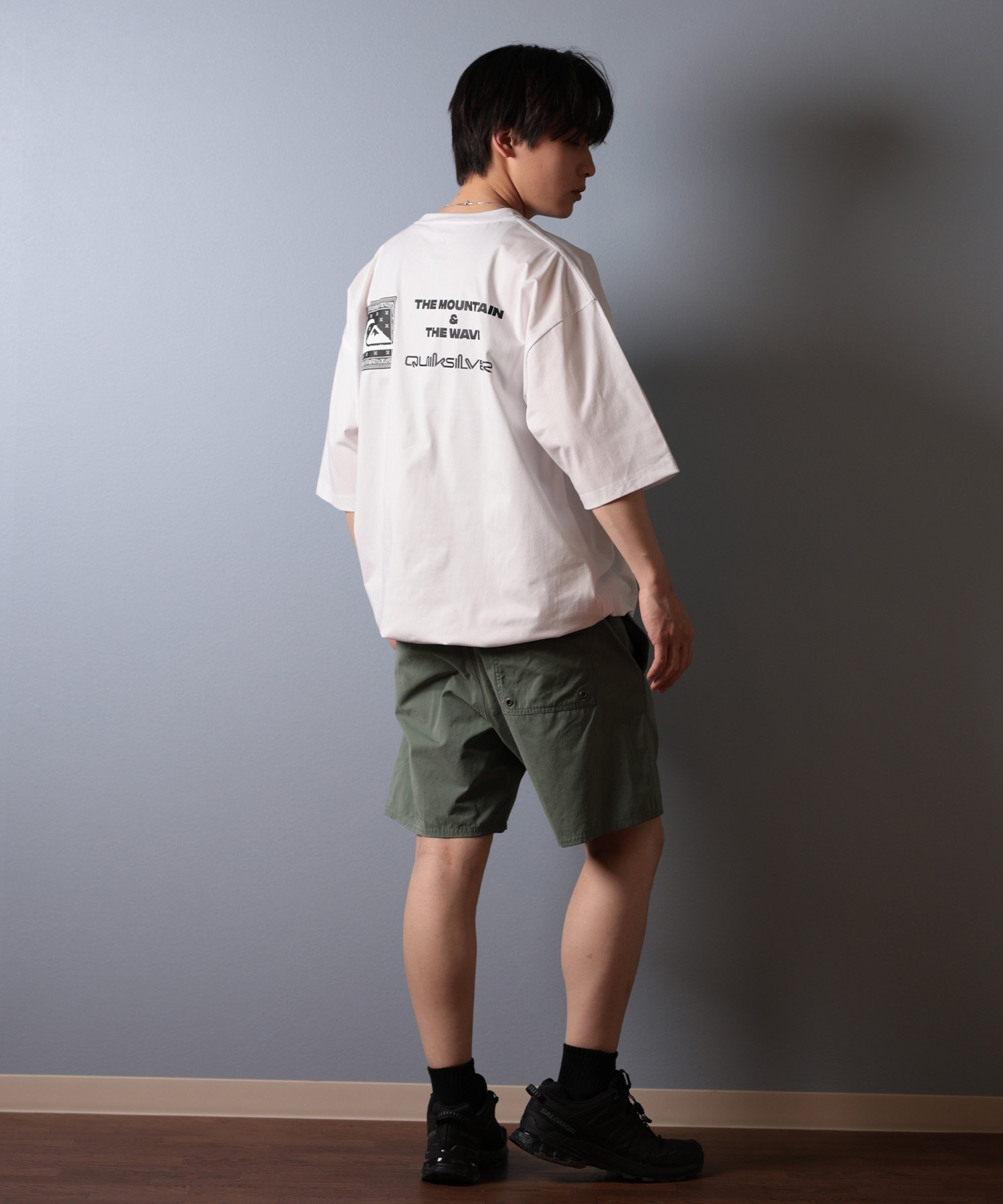 QUIKSILVER クイックシルバー ラッシュガード メンズ 半袖 Tシャツ バックプリント 水陸両用 UVカット QLY251626M ムラサキスポーツ限定(WHT-M)