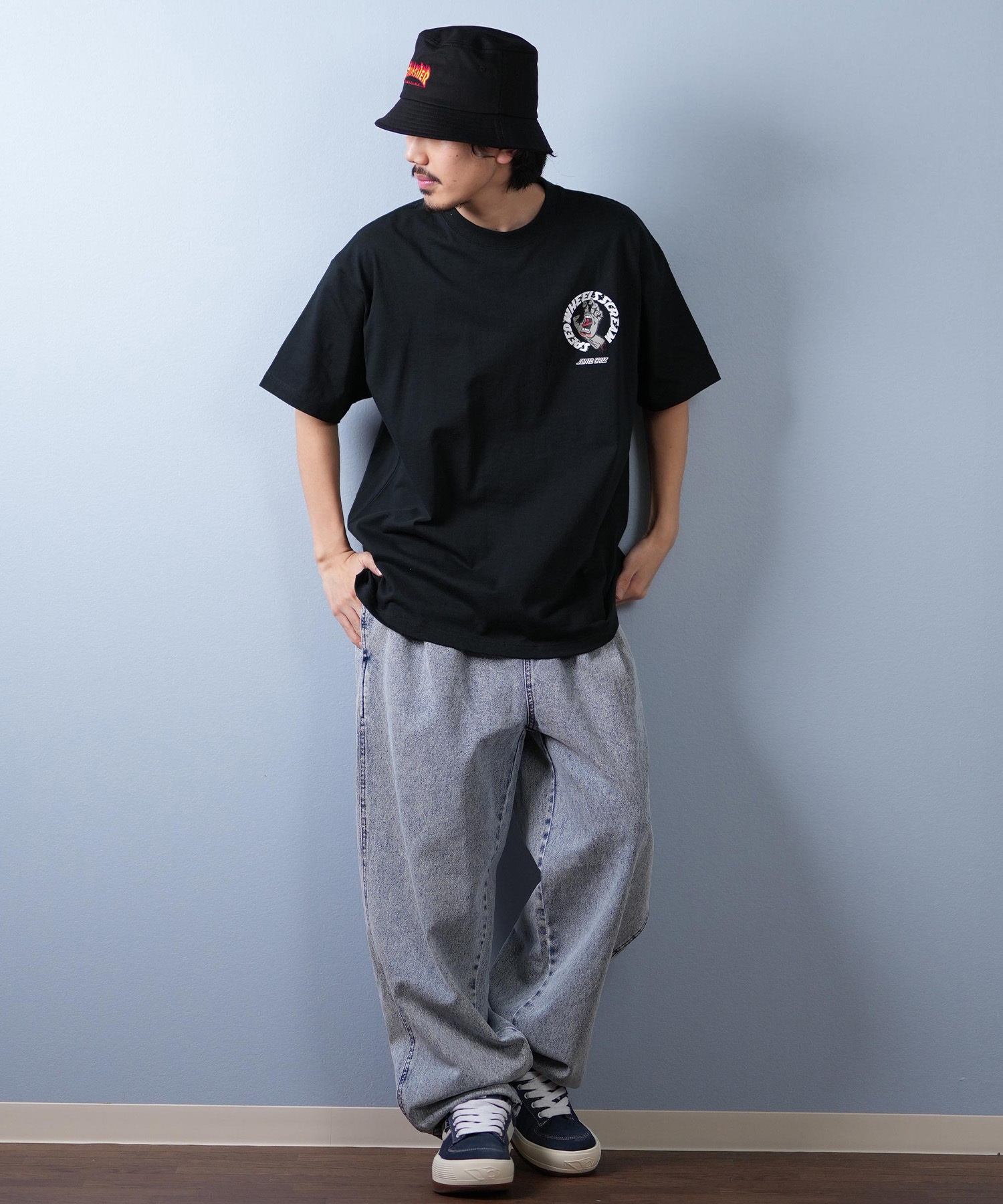 SANTACRUZ サンタクルーズ 半袖 Tシャツ メンズ バックプリント ロゴ スクリーミングハンド 502252401 ムラサキスポーツ限定(WHITE-M)