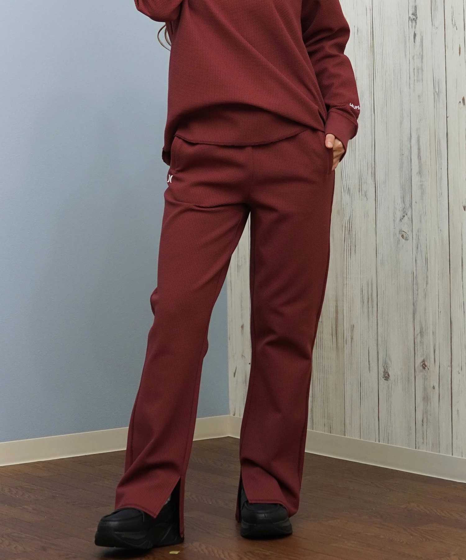 Hurley ハーレー ロングパンツ レディース サーマル ワッフル素材 ロゴ ワンポイント セットアップ対応 THERMAL PANTS WCPT252049(OWHT-M)