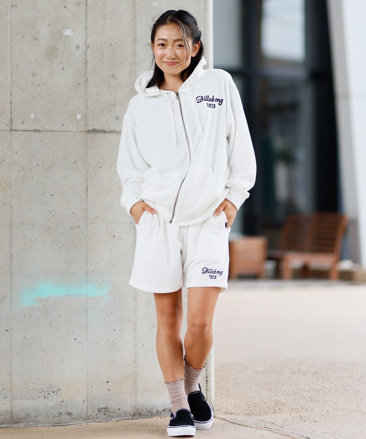 BILLABONG ビラボン パーカー ジップアップ レディース パイル生地 バックロゴ セットアップ対応 BF013-007(SCS-M)