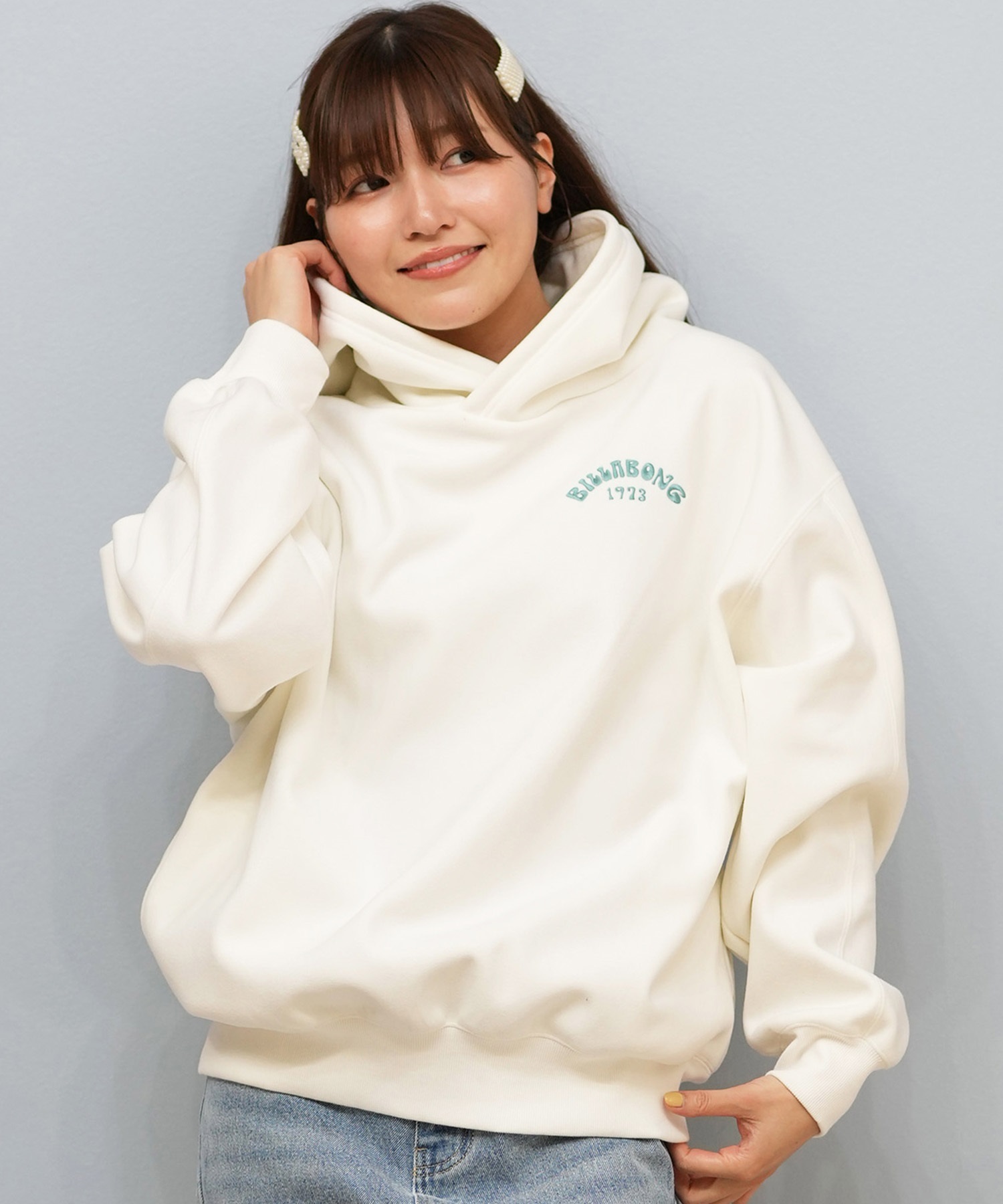 BILLABONG ビラボン プルオーバー パーカー レディース オーバーサイズ バックプリント BF014-015(BLK-M)
