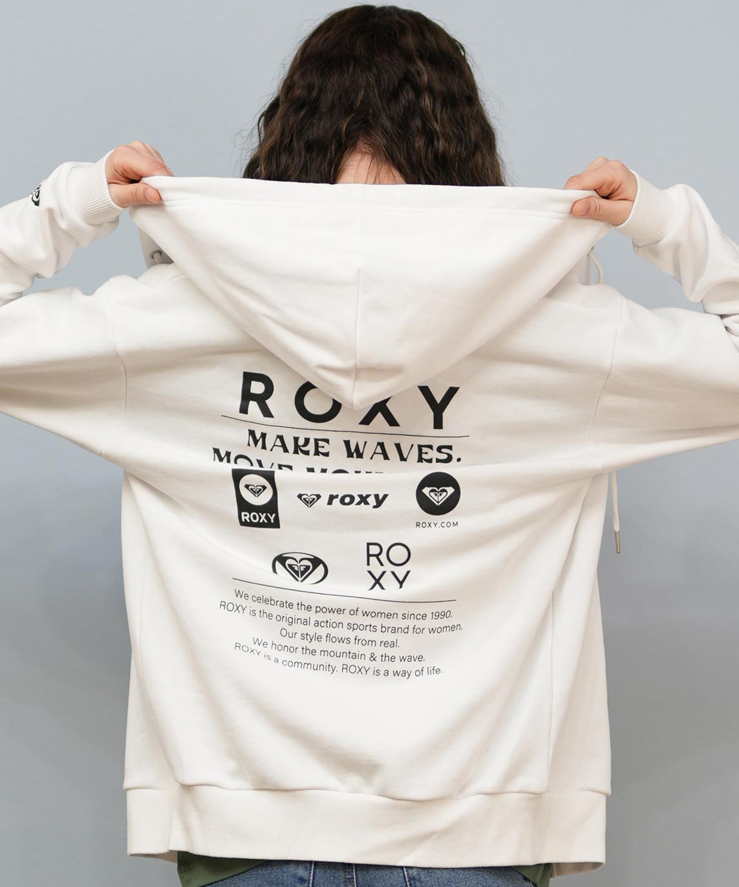 ROXY ロキシー ジップアップ パーカー レディース バックプリント ロゴ HISTORICAL LOGO ZIP HOODIE RZP254027(BLK-M)