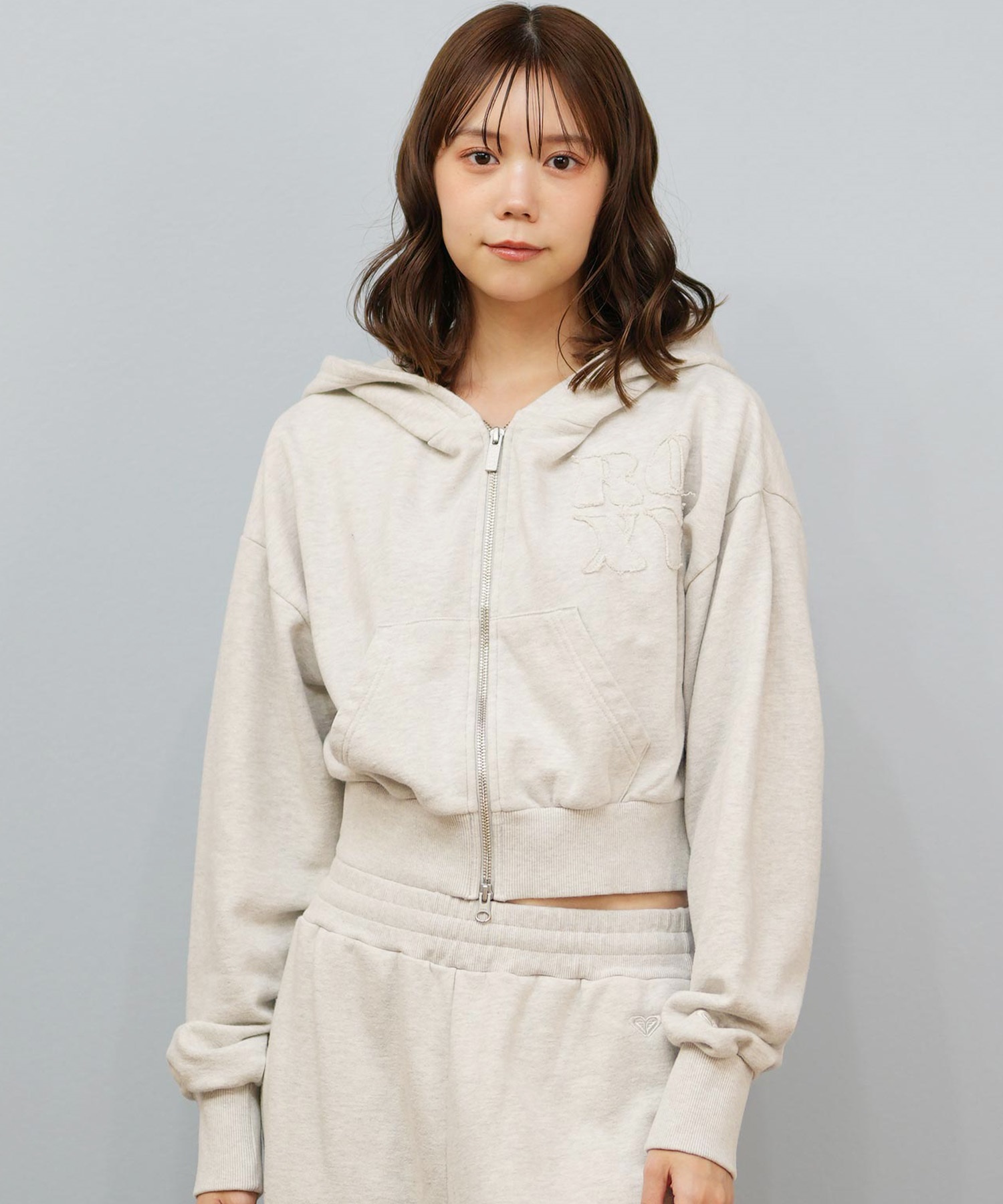 ROXY ロキシー ジップアップ パーカー レディース ウォッシュ加工 クロップド丈 ショート丈 セットアップ対応 YOLO ZIP RZP254034(BBK-S)