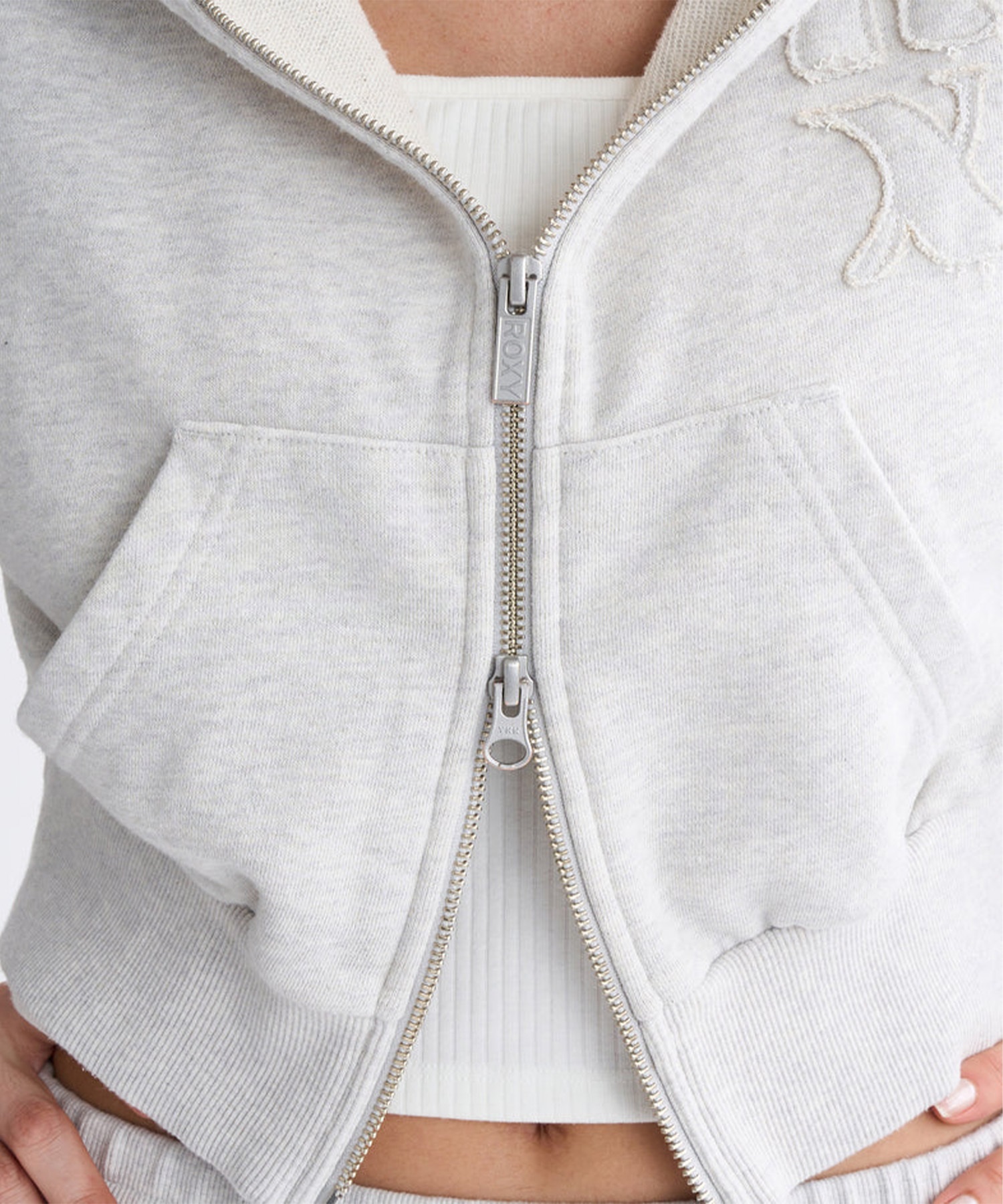 ROXY ロキシー ジップアップ パーカー レディース ウォッシュ加工 クロップド丈 ショート丈 セットアップ対応 YOLO ZIP RZP254034(BBK-S)