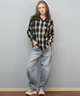 ROXY ロキシー 長袖 シャツ レディース チェック ロゴ LOOK UP シャツ RSH254045(BLK-M)