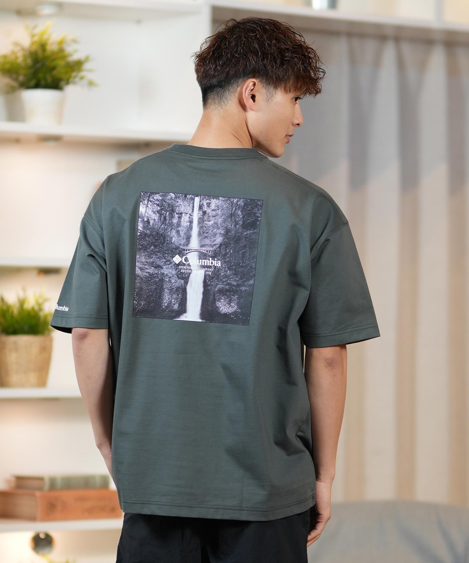 Columbia コロンビア 半袖 Tシャツ メンズ オーバーサイズTシャツ UVケア バックプリント PM4502 ムラサキスポーツ限定(100-S)