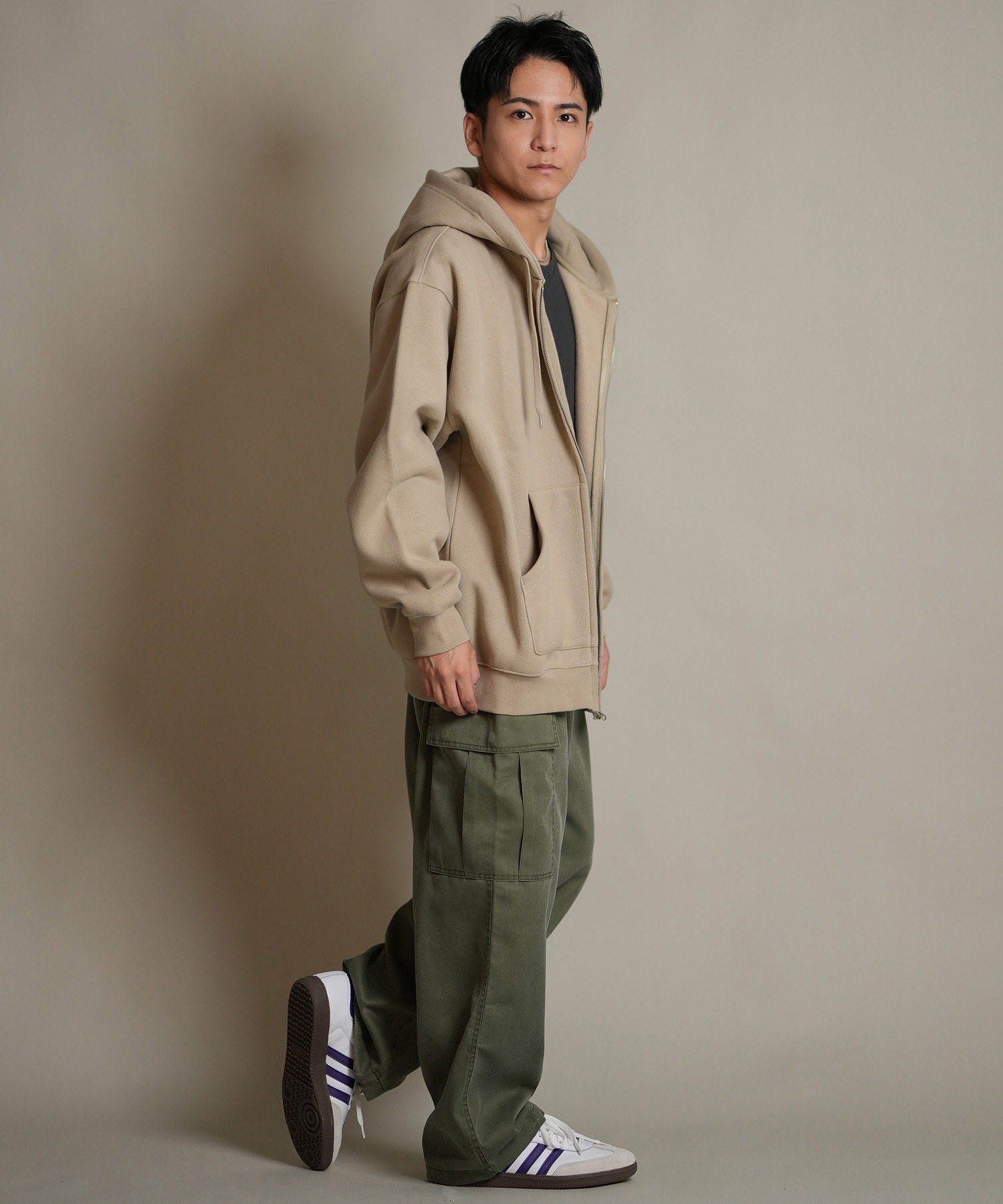 THRASHER スラッシャー ジップアップ パーカー メンズ スウェット フーディー ロゴ ワンポイント 裏起毛 254TH1PK065(WHT-M)