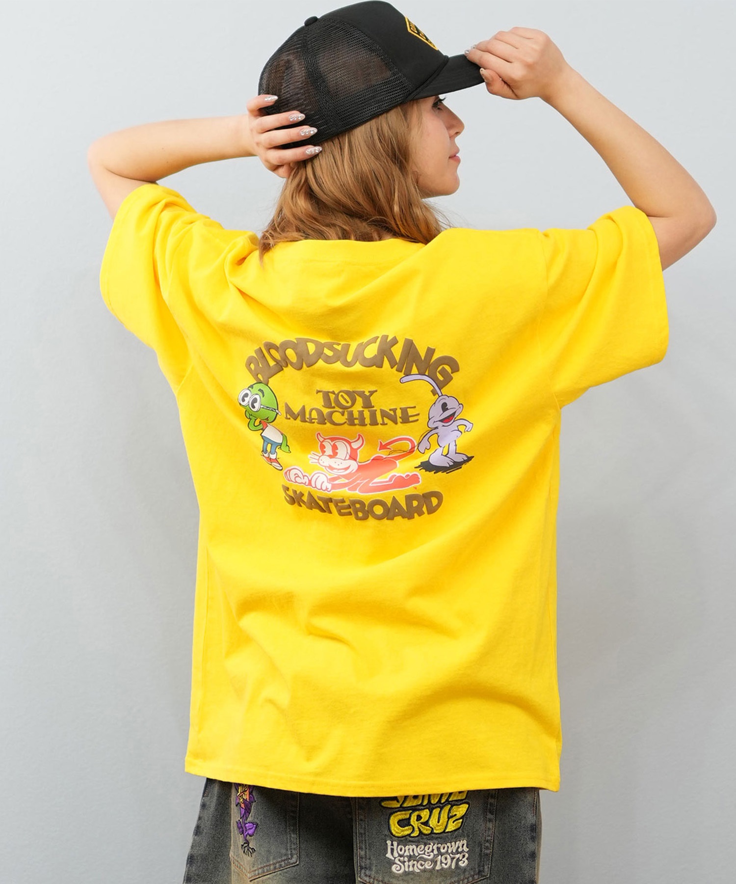 TOY MACHINE トイマシーン 半袖 Tシャツ レディース バックプリント オーバーサイズ MTMSFST16 ムラサキスポーツ限定(WHITE-M)
