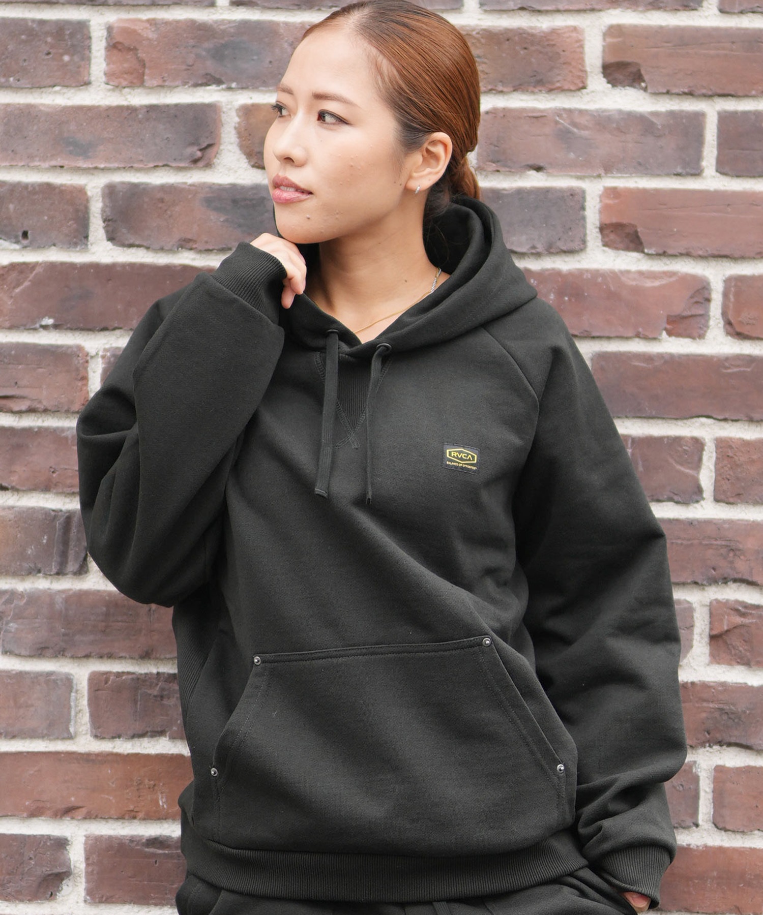 RVCA ルーカ プルオーバー パーカー レディース シンプル ロゴ 裏毛 RECESSION HOODIE BF044-009(PTK-S)