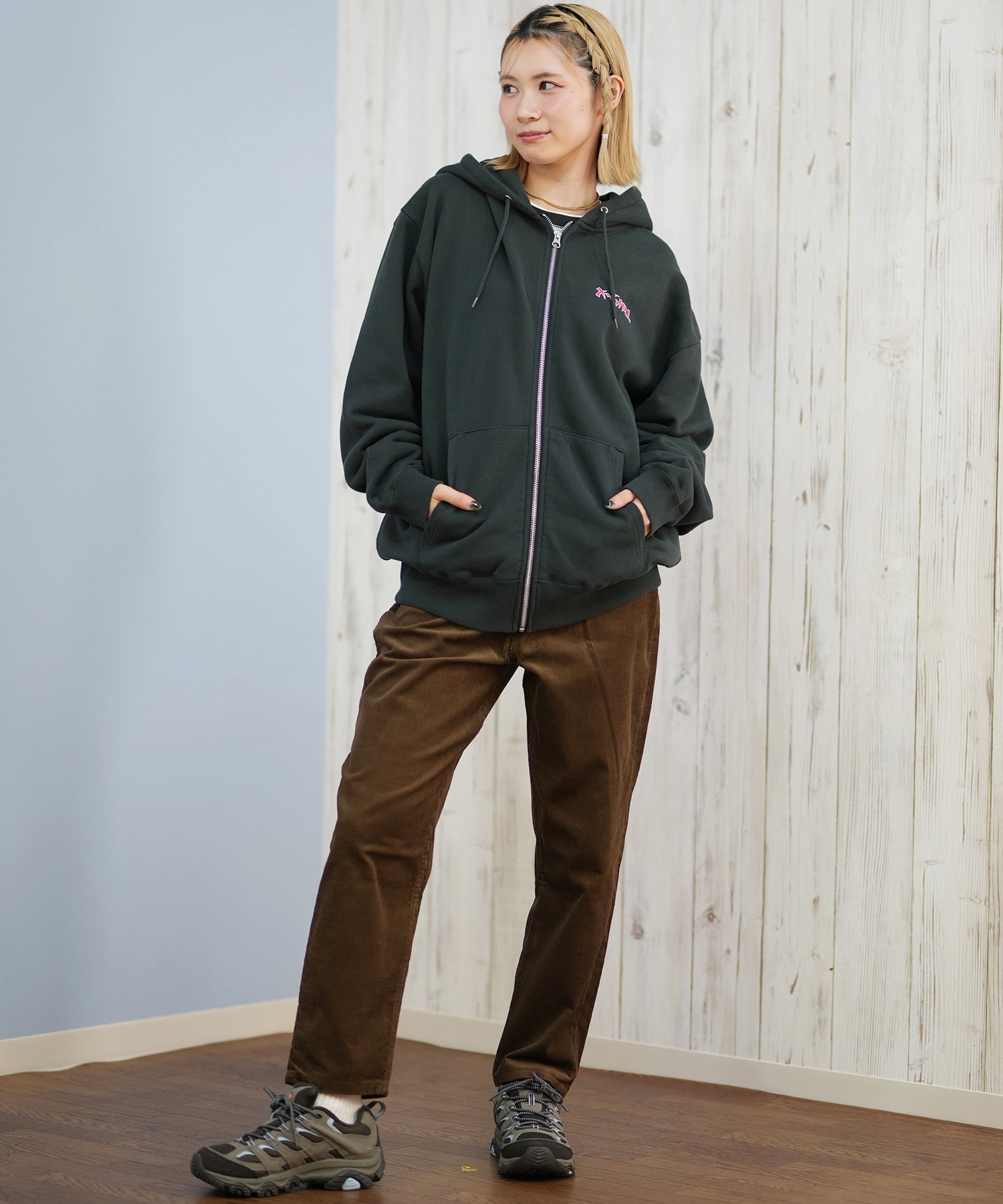 X-GIRL エックスガール ジップアップ パーカー レディース バックプリント ロゴ HEART ZIP UP HOODIE 105253012024(ASH-S)