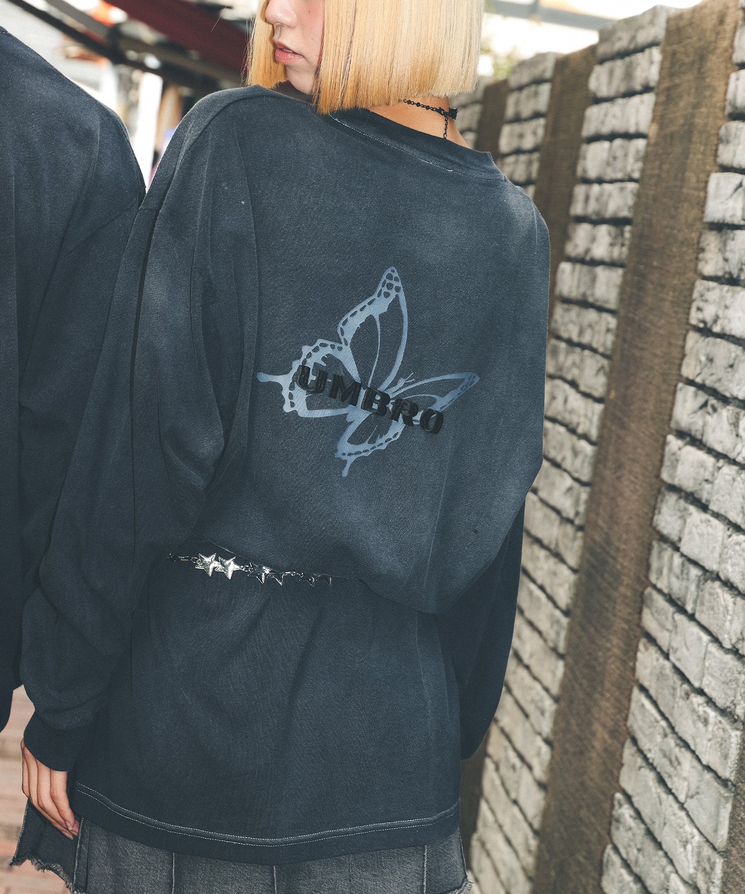 UMBRO アンブロ × Younger Song ヤンガーソング コラボ 長袖 Tシャツ ロンT MD27-LST02A ムラサキスポーツ限定(BLACK-S)