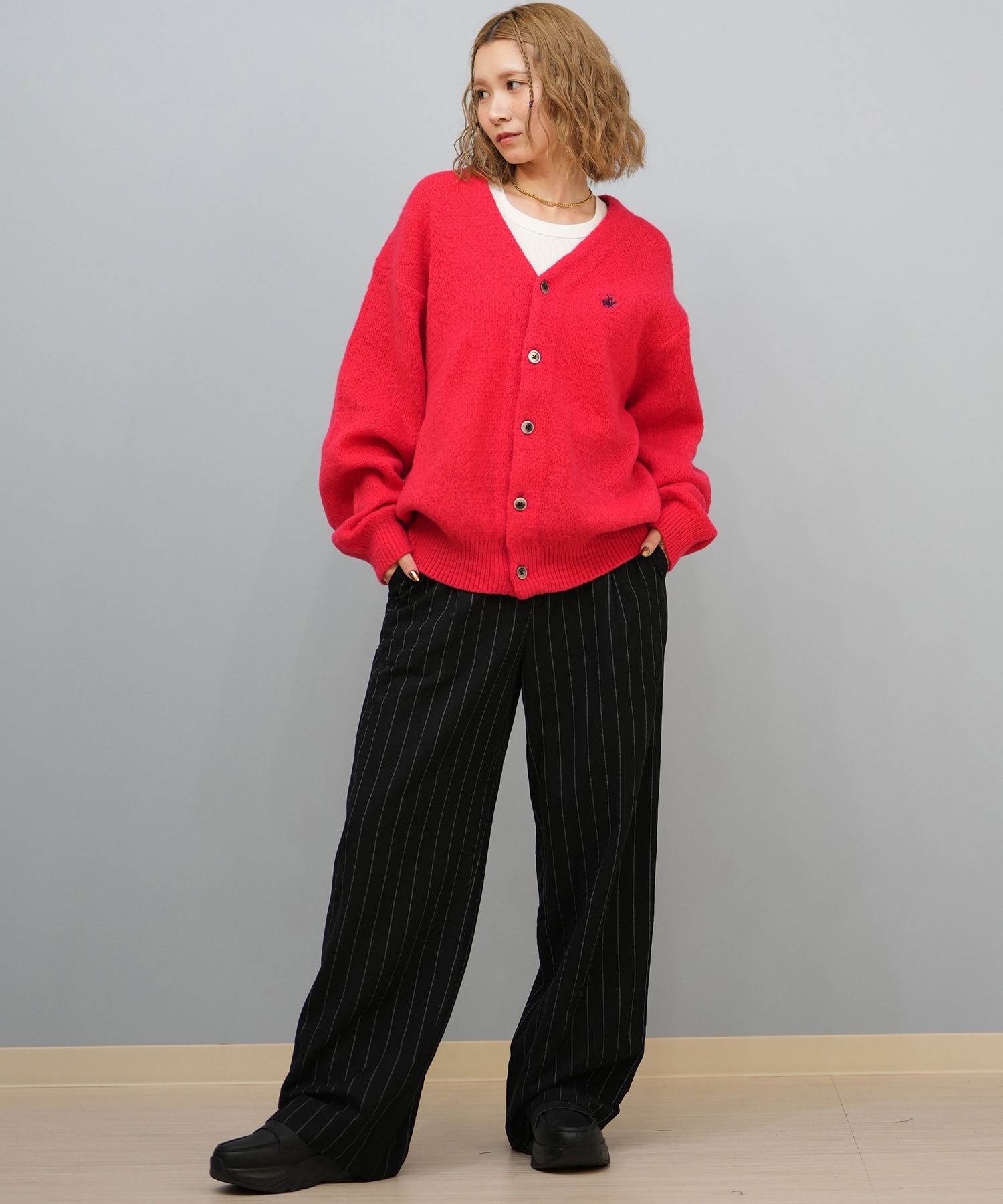 BEVERY HILLS P.C ビバリーヒルズポロクラブ ニット セーター カーディガン レディース シンプル ワンポイント 5487-6750(01RD-M)