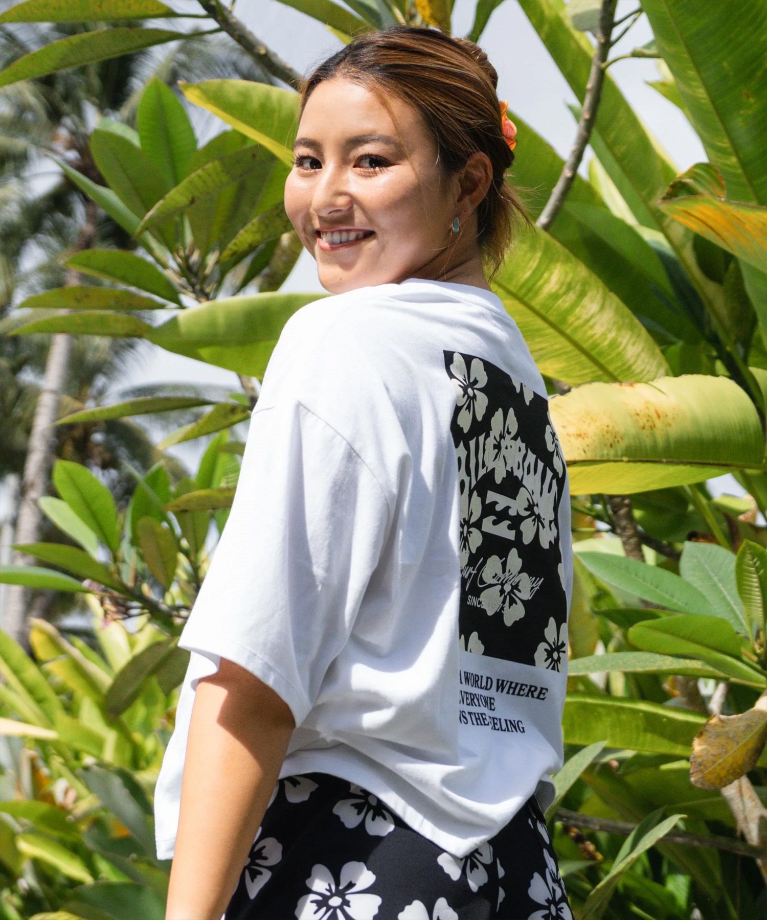 BILLABONG ビラボン 半袖 Tシャツ レディース SQUARE LOGO LOOSE CROPPED BG013205(BLM-M)