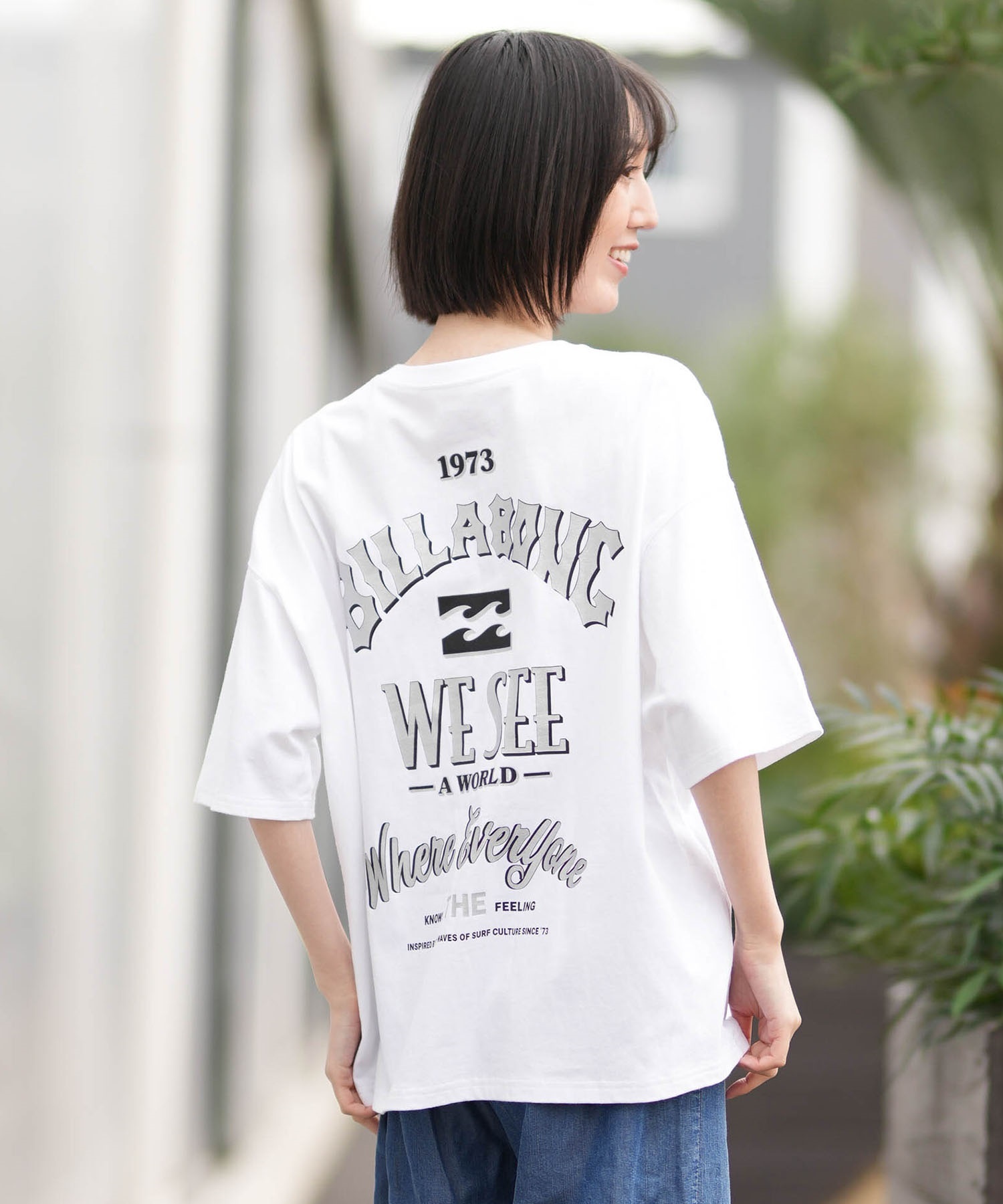 BILLABONG ビラボン 半袖 Tシャツ レディース バックプリント MESSAGE ARCH MEDIUM LOOSE BG013211(OCS-M)