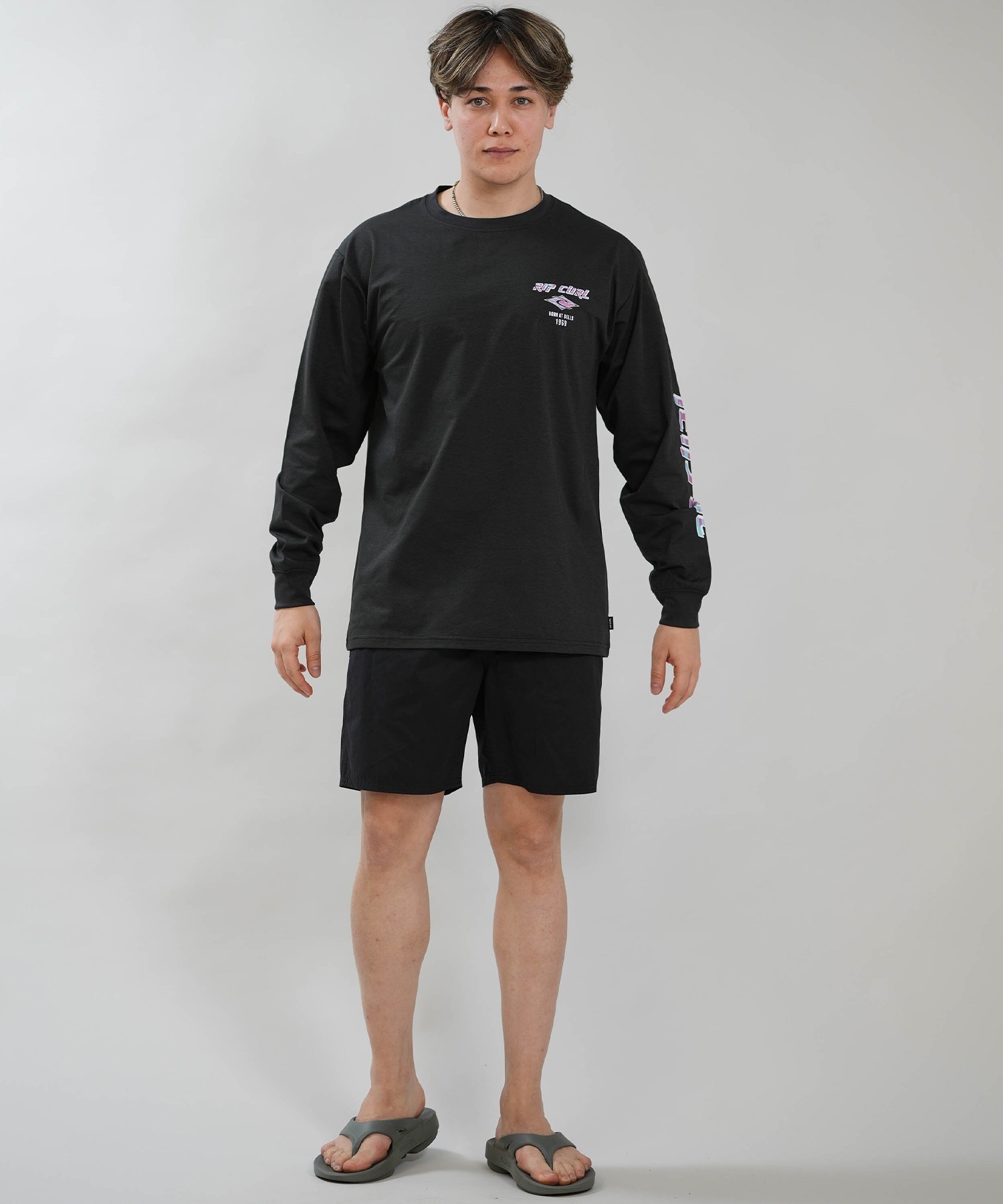 RIP CURL リップカール 長袖 Tシャツ メンズ ラッシュガード BORN AT BELLS LS RASH RCM6S-4301(BLK-M)