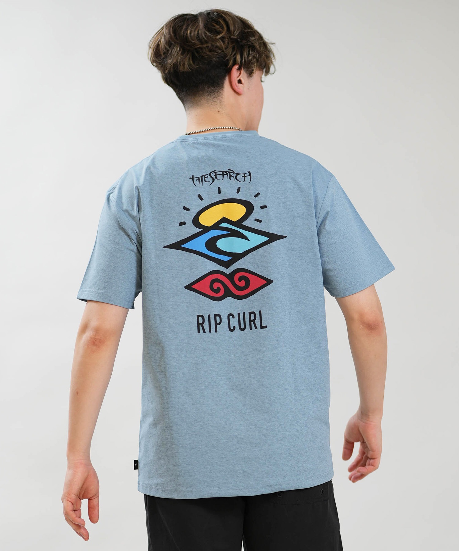 RIP CURL リップカール 半袖 Tシャツ メンズ UVカット SEARCH ICON RASH RCM6S-4303(BLK-M)