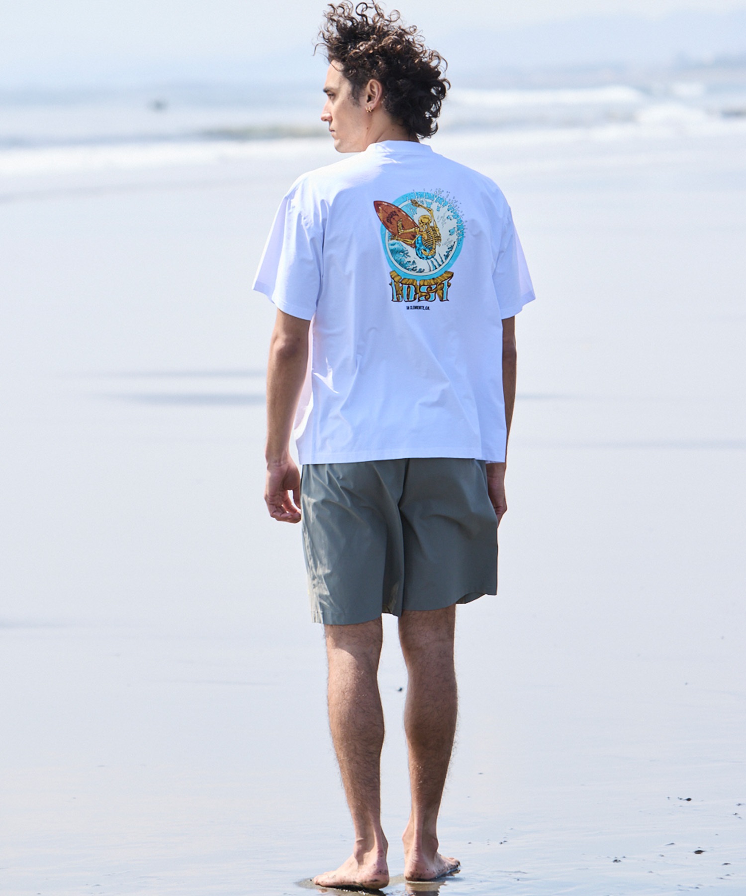 LOST ロスト 水着 ラッシュガード メンズ 半袖 Tシャツ UVカット 速乾 ストレッチ 水陸両用 LM6S-4305(WHT-M)