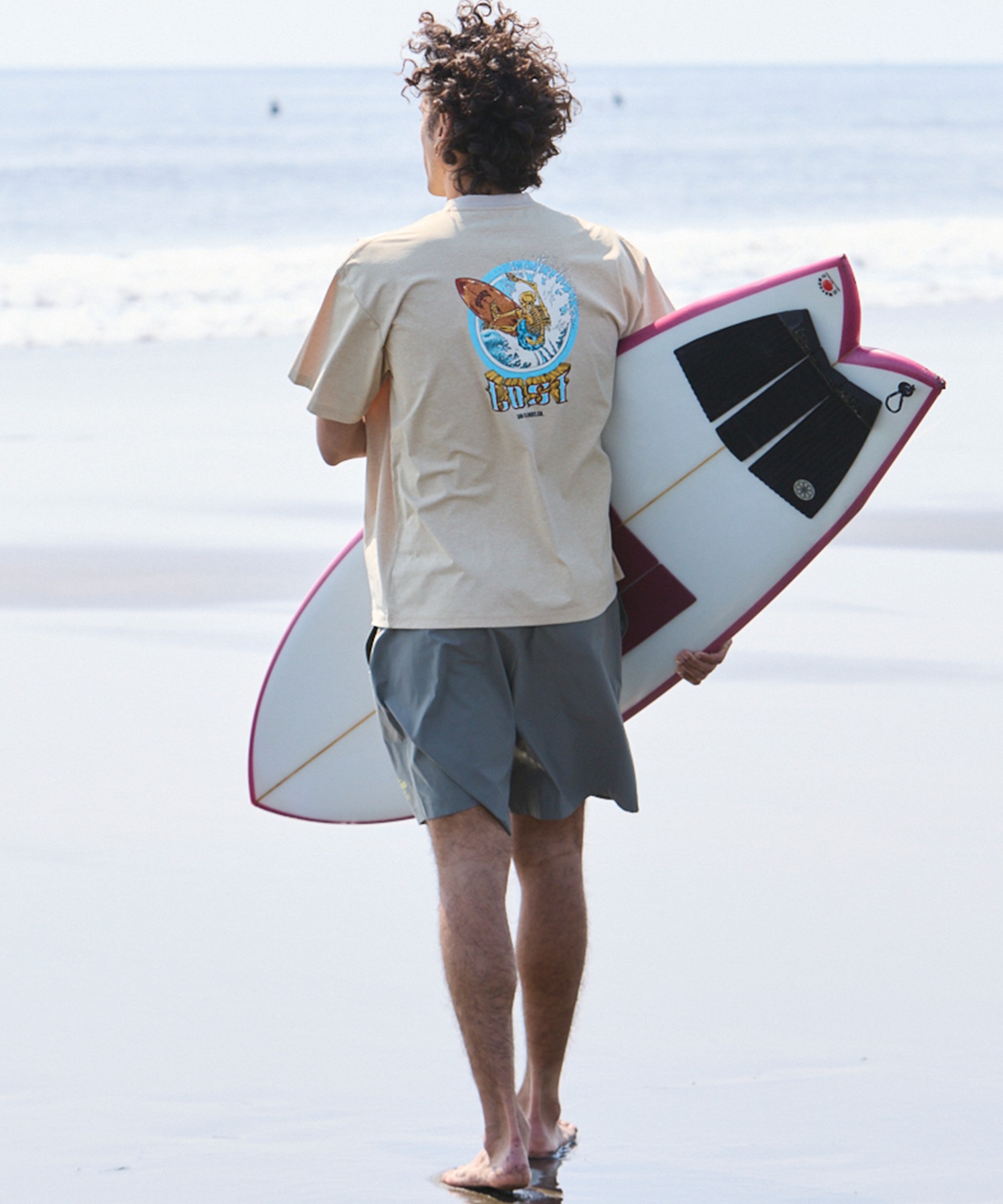 LOST ロスト 水着 ラッシュガード メンズ 半袖 Tシャツ UVカット 速乾 ストレッチ 水陸両用 LM6S-4305(WHT-M)