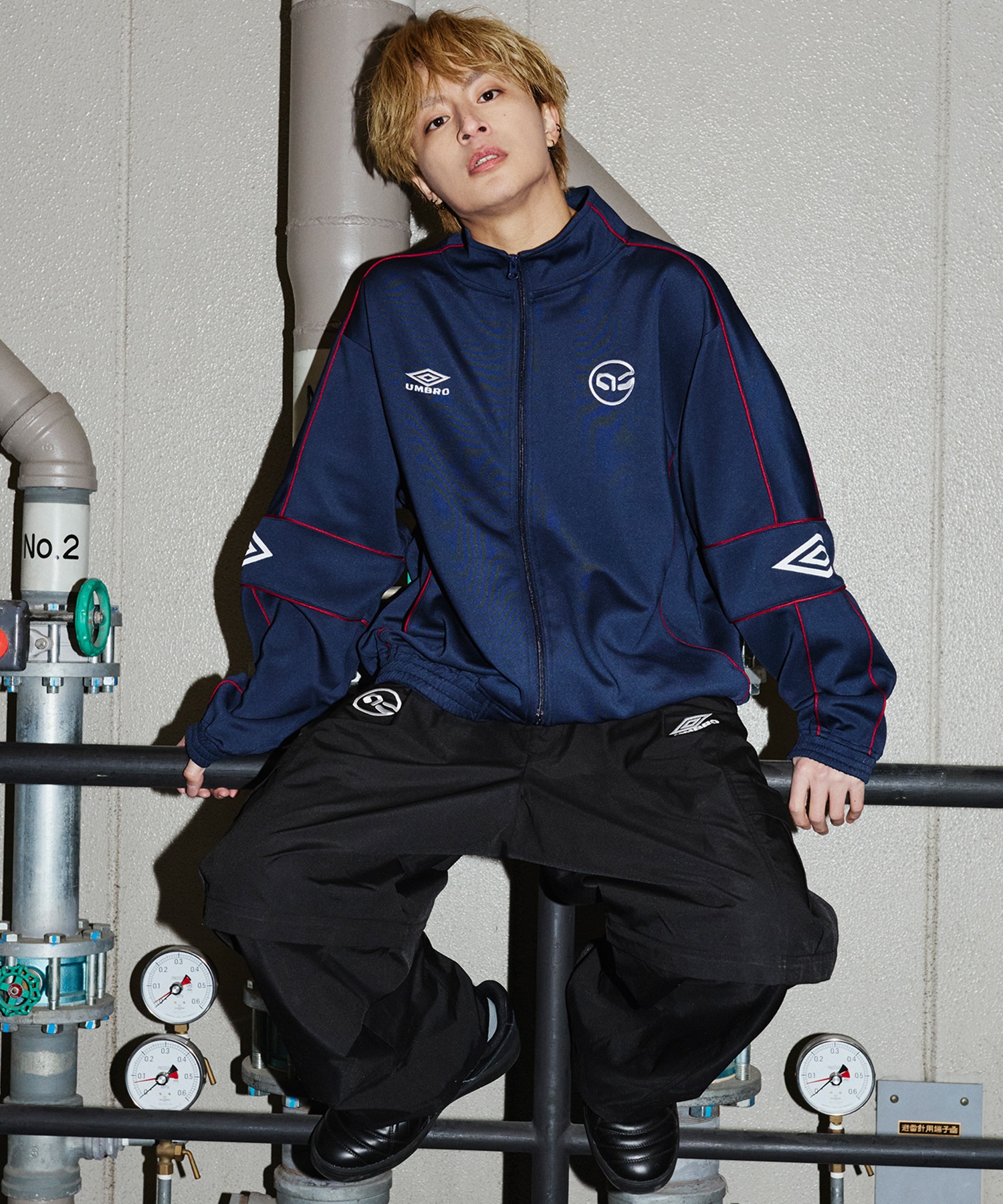 UMBRO アンブロ × ALAN SHIRAHAMA カット トラックジャケット UM26SSAL-TP01(BLACK-M)