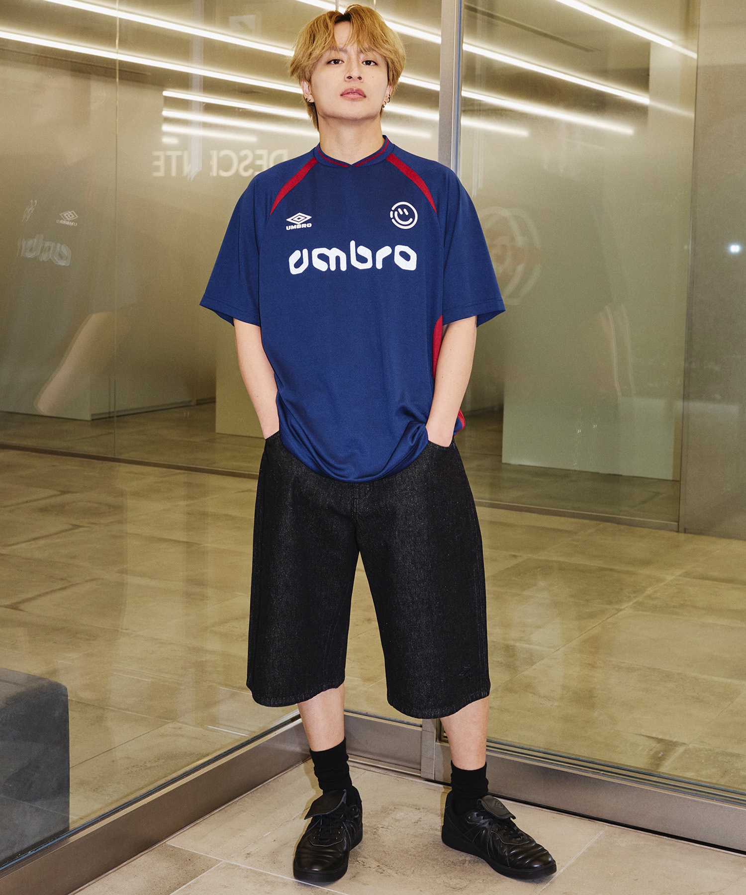 UMBRO アンブロ × ALAN SHIRAHAMA ゲームシャツ 半袖 Tシャツ UM26SSAL-GS01(BLACK-M)