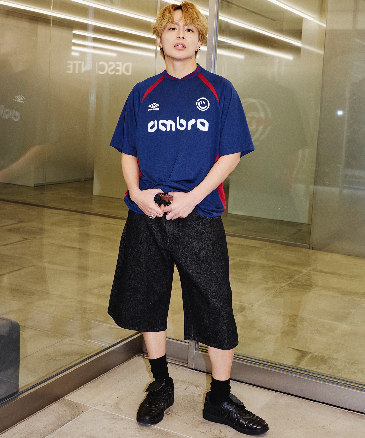 UMBRO アンブロ × ALAN SHIRAHAMA ゲームシャツ 半袖 Tシャツ UM26SSAL-GS01(BLACK-M)