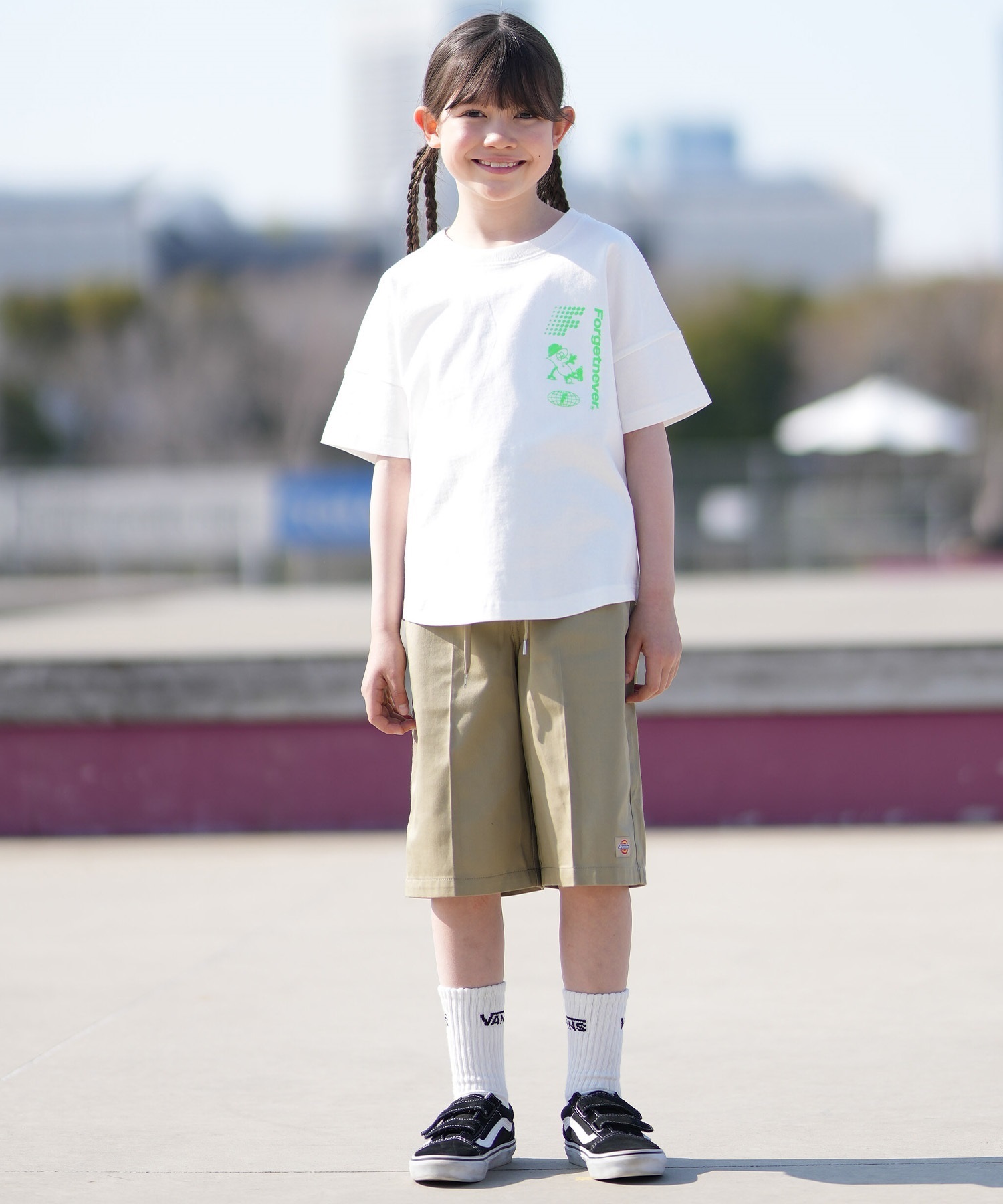 FORGET NEVER フォーゲットネバー 半袖 Tシャツ キッズ ジュニア 子供 グラフィックTシャツ 263OO3ST942FN ムラサキスポーツ限定(BLK-130cm)