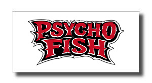 PSYCO FISH LOGO - SHOP NEWS | ムラサキスポーツオンラインストア 通販 Psycho Fish logo with red, black-outlined lettering on a white background