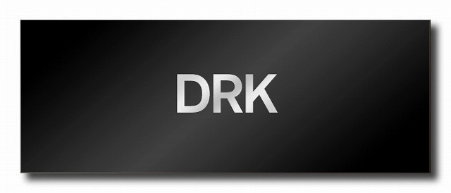 Horizontal black gradient banner with a centered silver DRK logo wordmark.