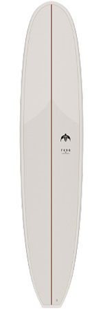 4VD8sPSa - SHOP NEWS | ムラサキスポーツオンラインストア 通販 White surfboard with a brown center stringer and a small black logo near the middle.