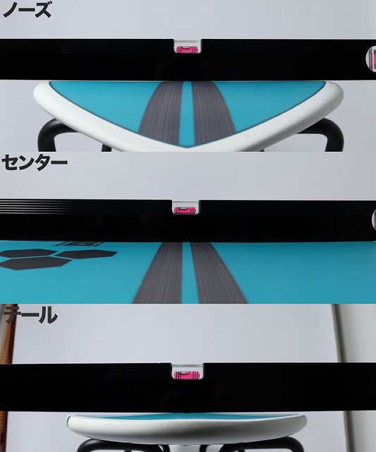 b-Pj3WMAJw - SHOP NEWS | ムラサキスポーツオンラインストア 通販 Sectioned view of a turquoise board with Japanese labels ノーズ (nose), センター (center), テール (tail).